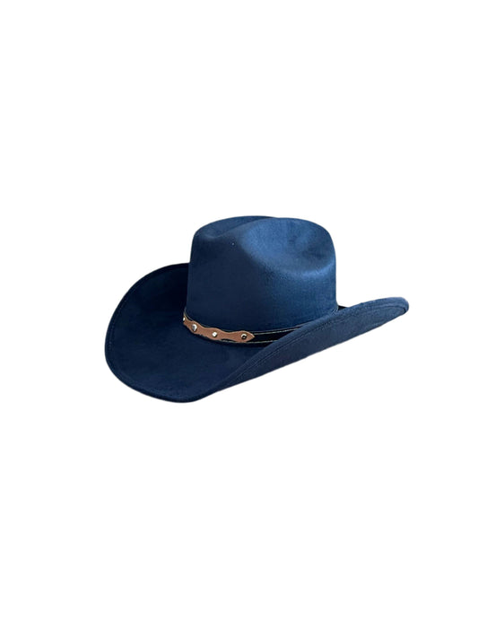 Texana Vegan Suede Cowboy Hat - Navy Blue