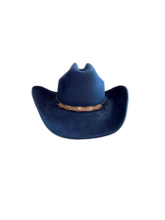 Texana Vegan Suede Cowboy Hat - Navy Blue