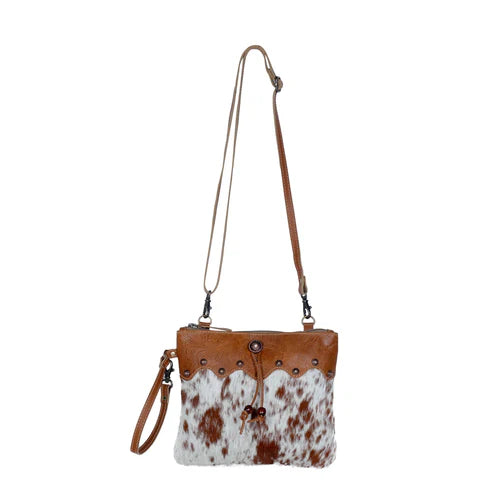 Ornate Brown Leather & Hairon Bag